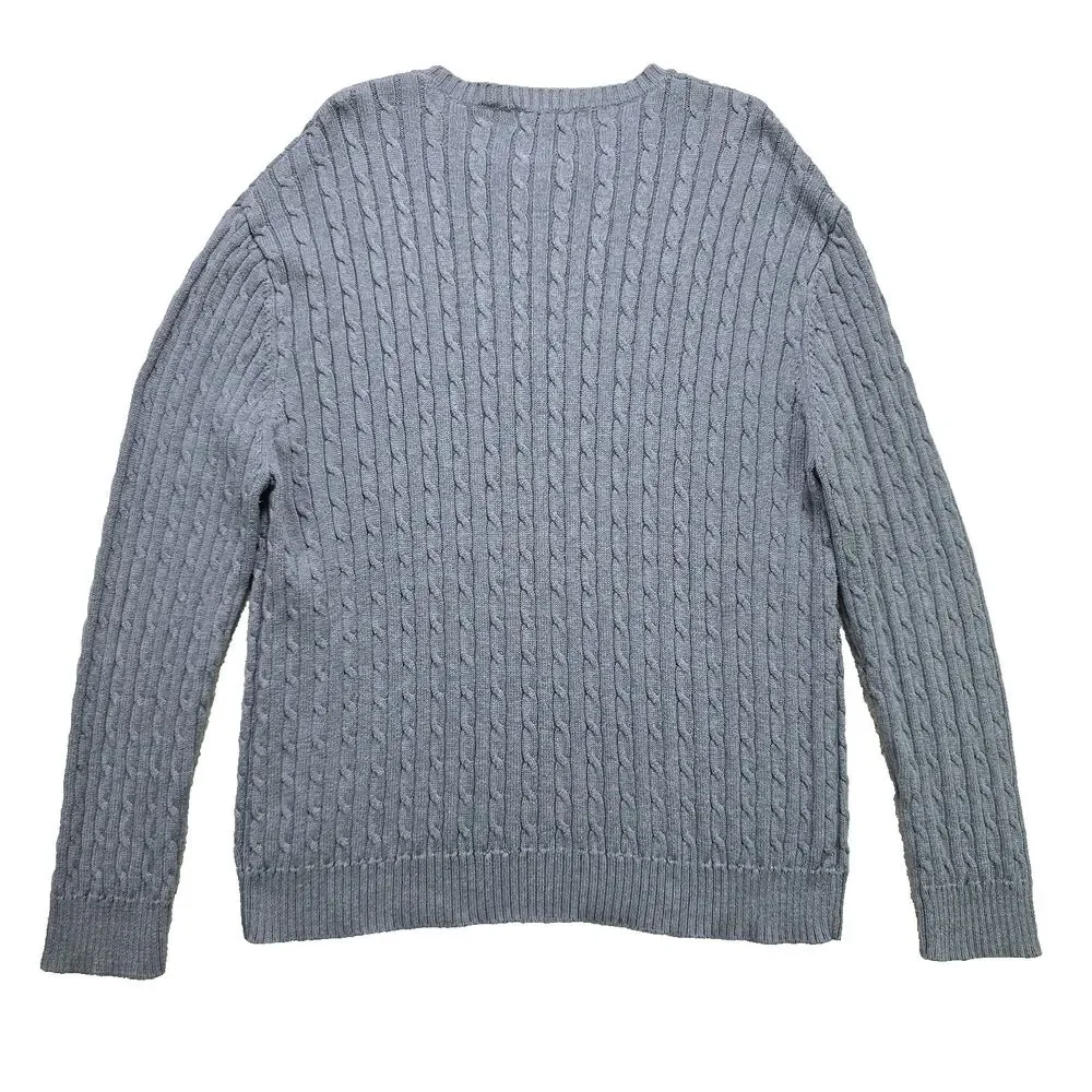 Orvis 100% Cotton Gray Cable Knit Sweater Men's Size Large
